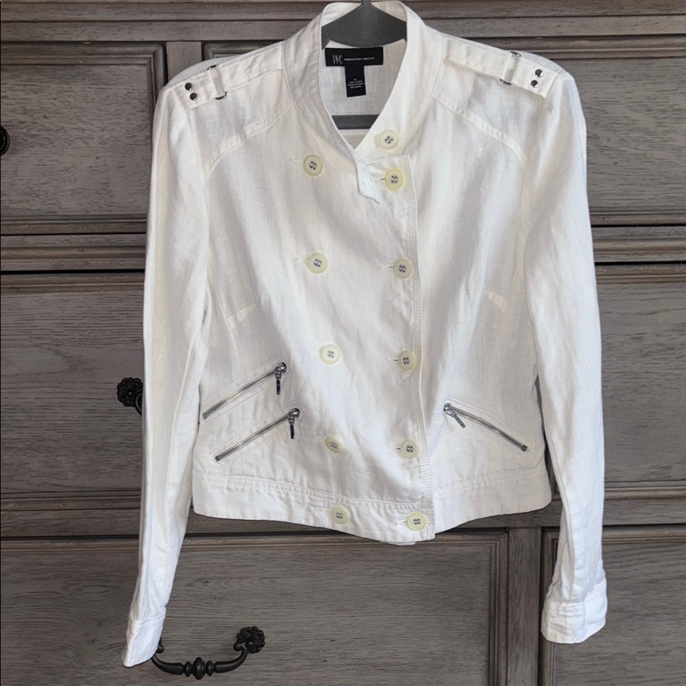 INC White Double-Breasted Women's Jacket